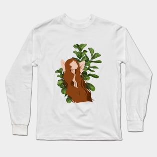 Abstract Portrait Illustration, Plant lady art 1. Long Sleeve T-Shirt